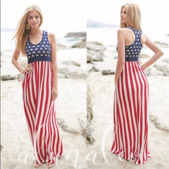 <SALE! NEW Patriotic Maxi Dress - Picture 4 of 15